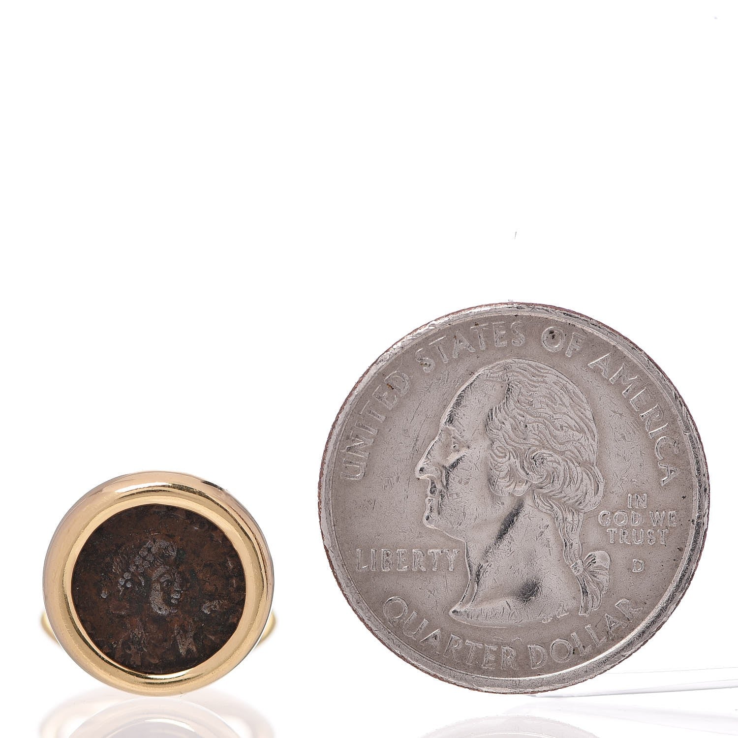 Bulgari 18K Yellow Gold Ancient Coin Cuff Links 2 of 8