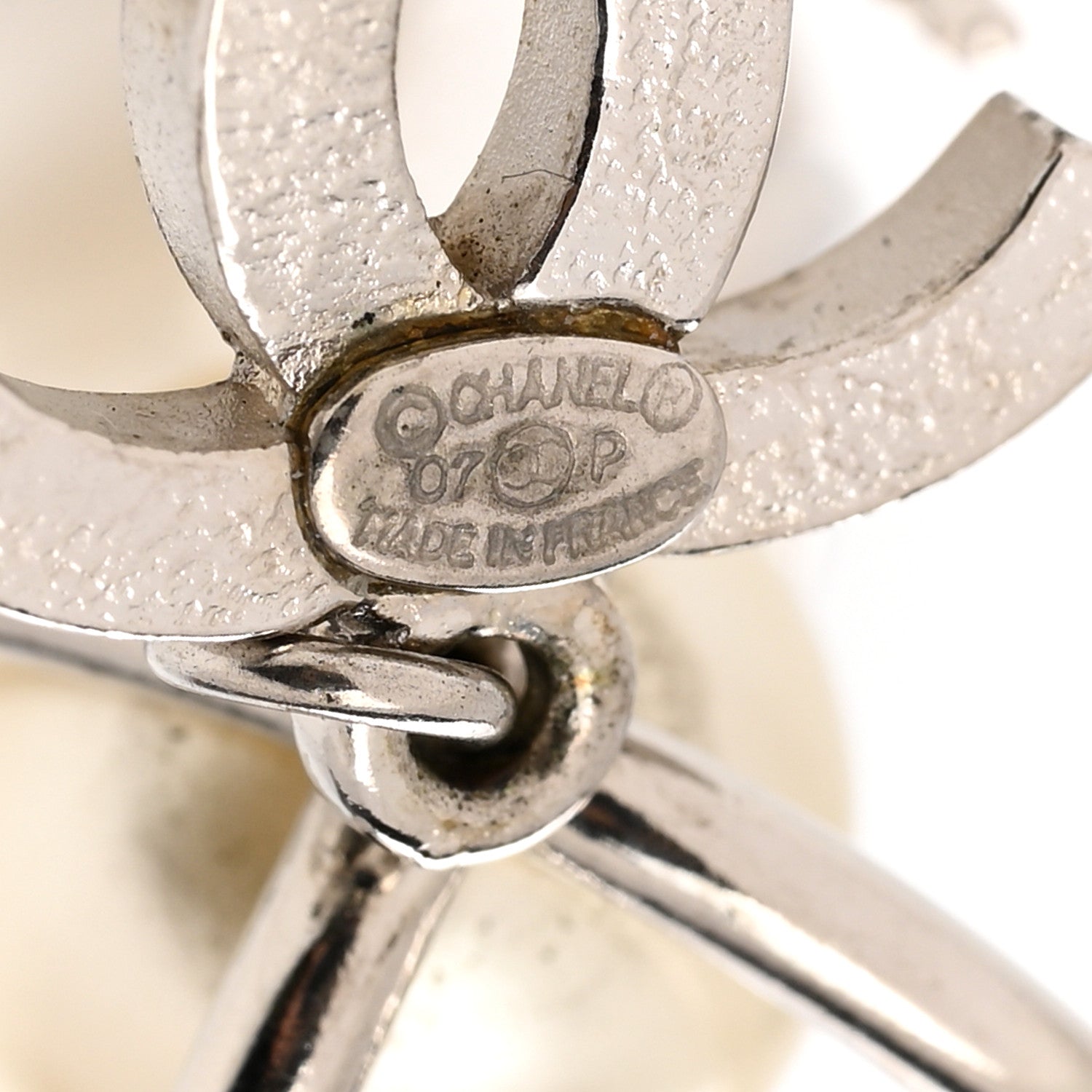 Chanel Pearl CC Drop Earrings Silver 4 of 4