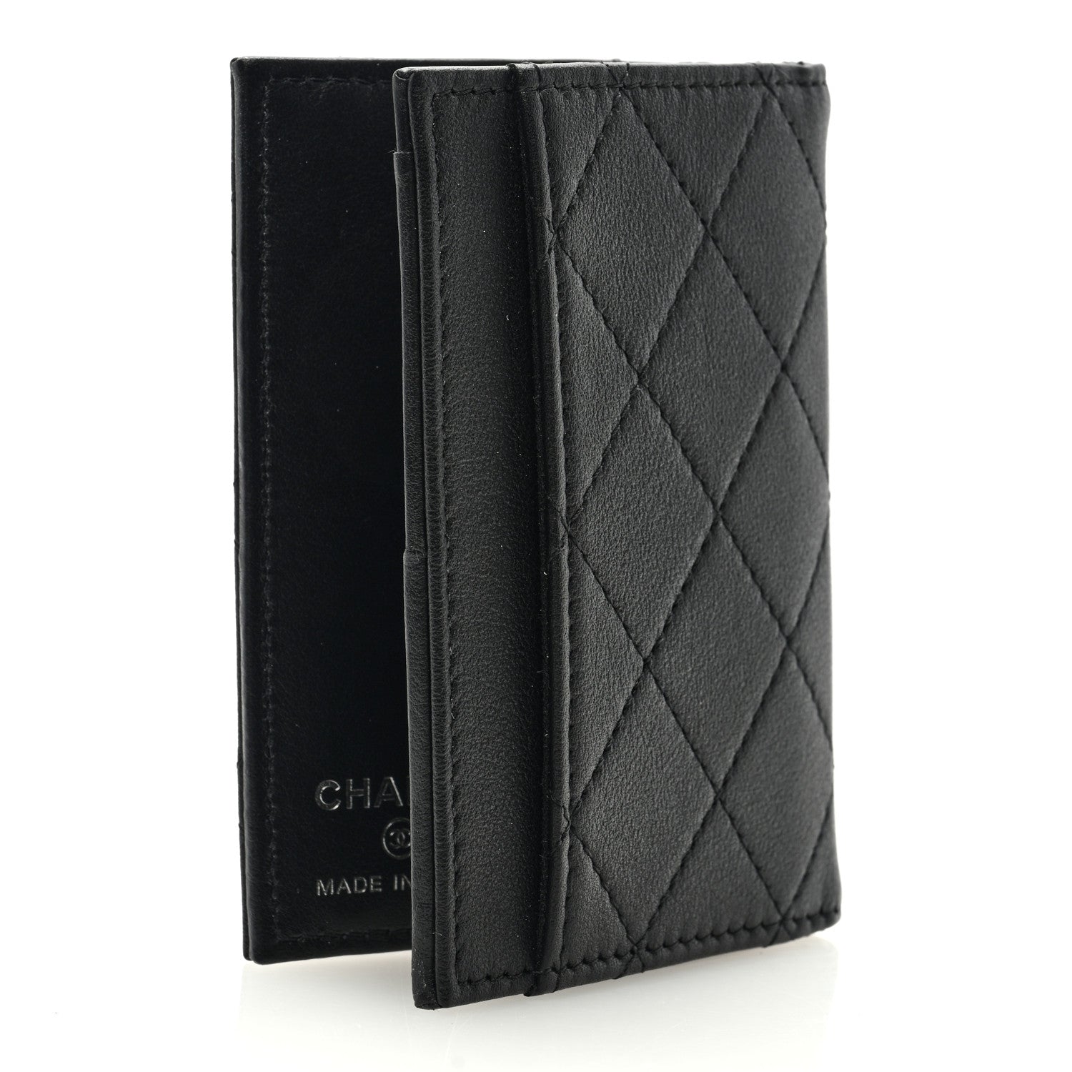 Chanel Grained Calfskin Quilted Card Holder Wallet So Black 3 of 6
