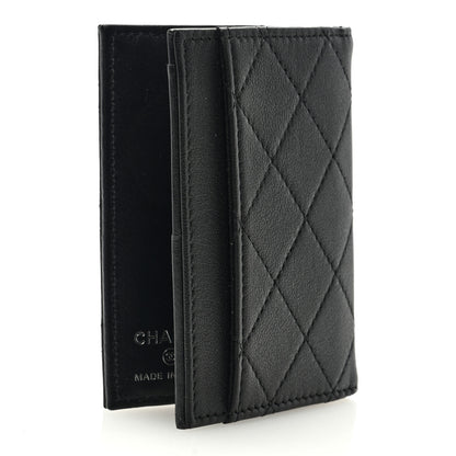 Chanel Grained Calfskin Quilted Card Holder Wallet So Black 3 of 6
