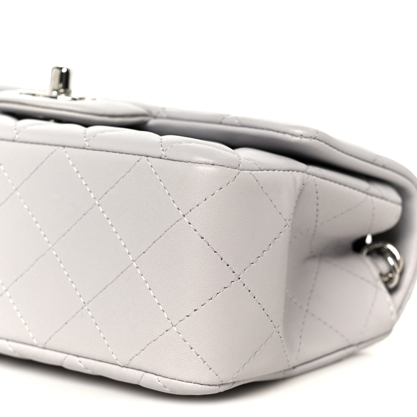 Lambskin Quilted Mini Rectangular Flap Grey