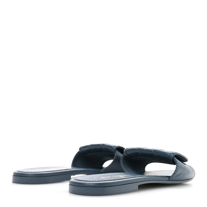 Chanel Lambskin Quilted Turnlock Flat Mules 39.5 Dark Blue 5 of 9