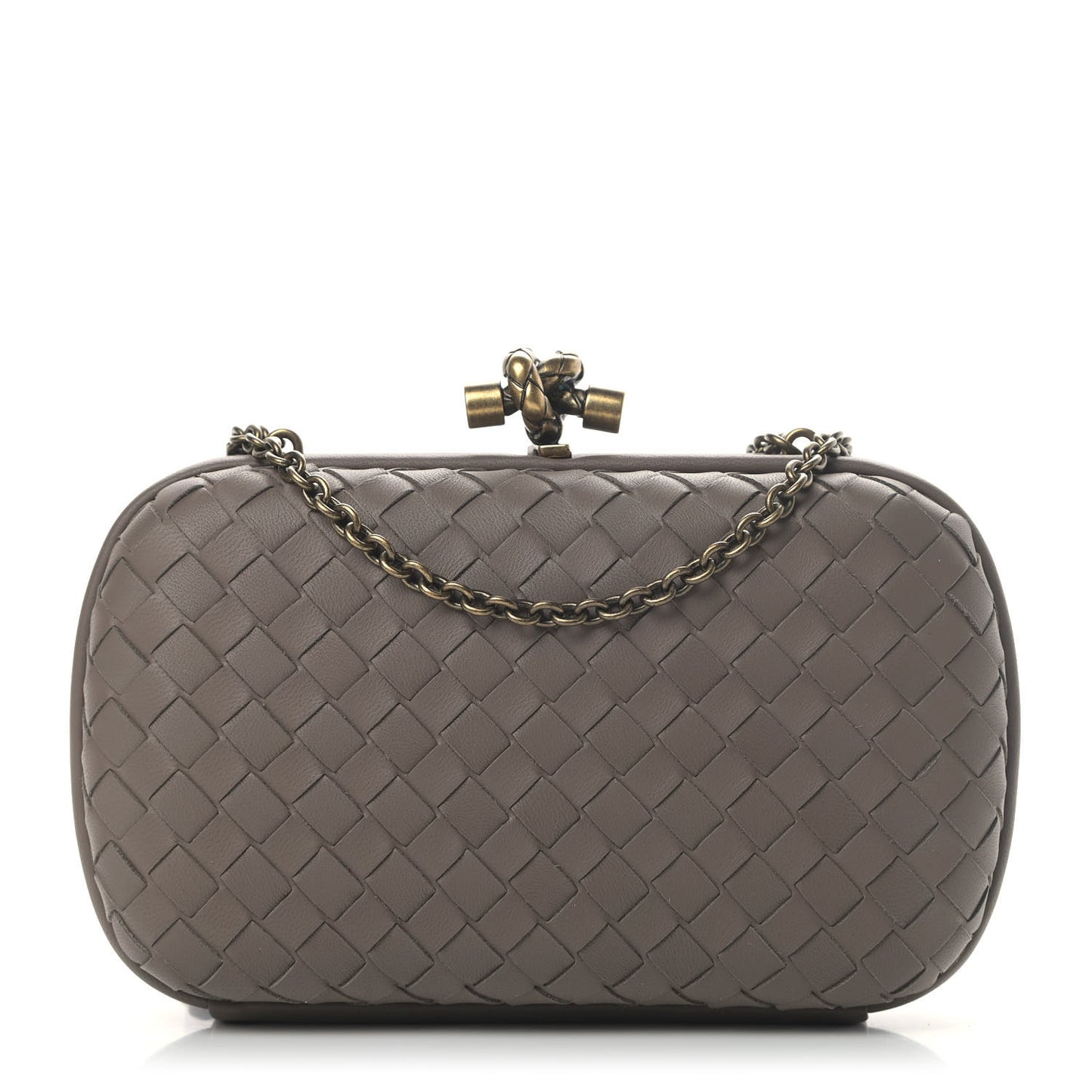 Nappa Intrecciato Chain Knot Clutch Steel