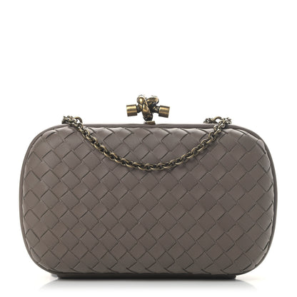 Bottega Veneta Nappa Intrecciato Chain Knot Clutch Steel 1 of 5