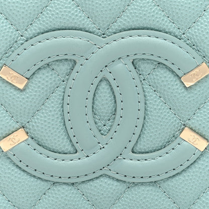 Chanel Caviar Quilted Filigree Vanity Clutch With Chain Light Blue 8 of 10
