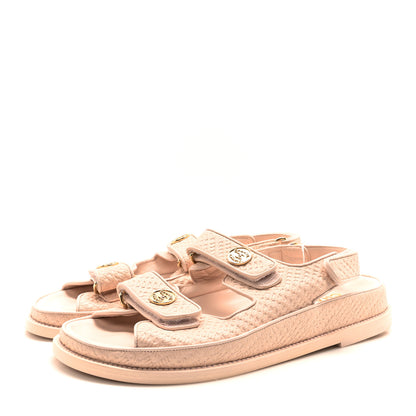 Chanel Calfskin Printed Velcro Dad Sandals 41 Pink 4 of 8