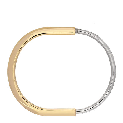 Tiffany 18K Yellow White Gold Diamond Tiffany Lock Half Pave Bangle Bracelet 3 of 6