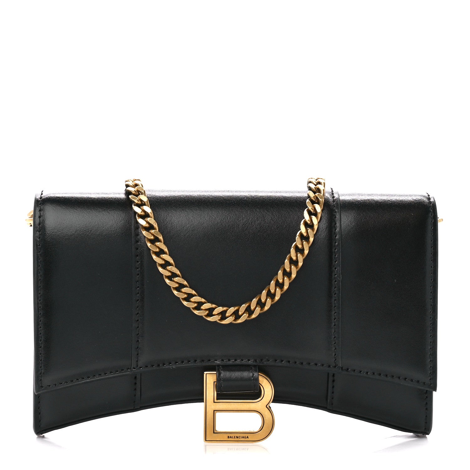 Balenciaga Shiny Box Calfskin Hourglass Chain Bag Black 1 of 10