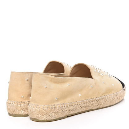 Chanel Suede Pearl CC Espadrilles 42 Beige Black 4 of 14