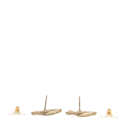 Chanel Crystal Timeless CC Earrings Light Gold 3 of 4