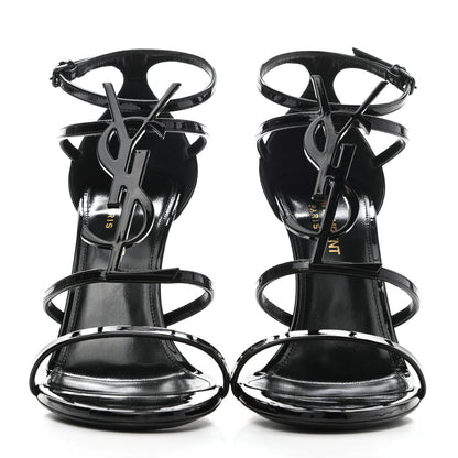 Saint Laurent Patent Calfskin Cassandra 110 Sandals 37.5 Black 2 of 7