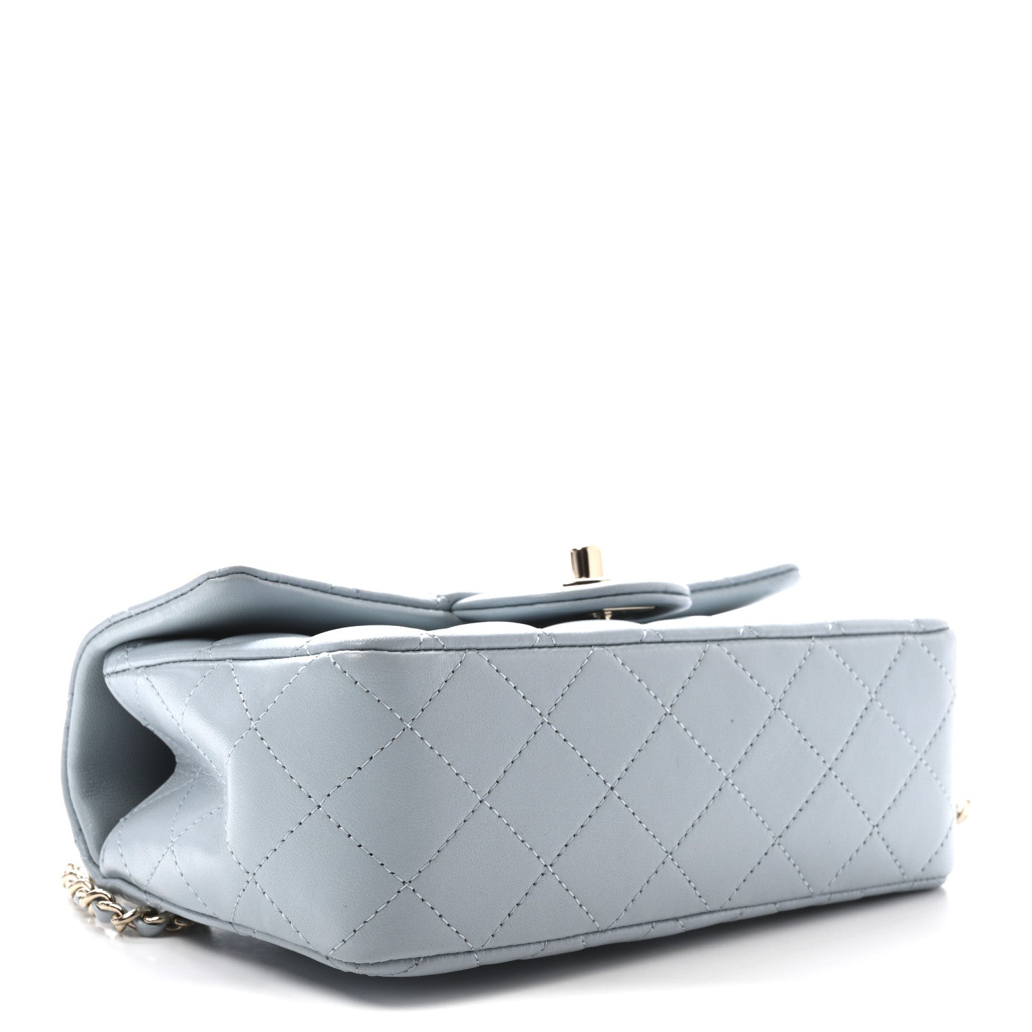 Chanel Lambskin Quilted Mini Top Handle Rectangular Flap Light Blue 4 of 11
