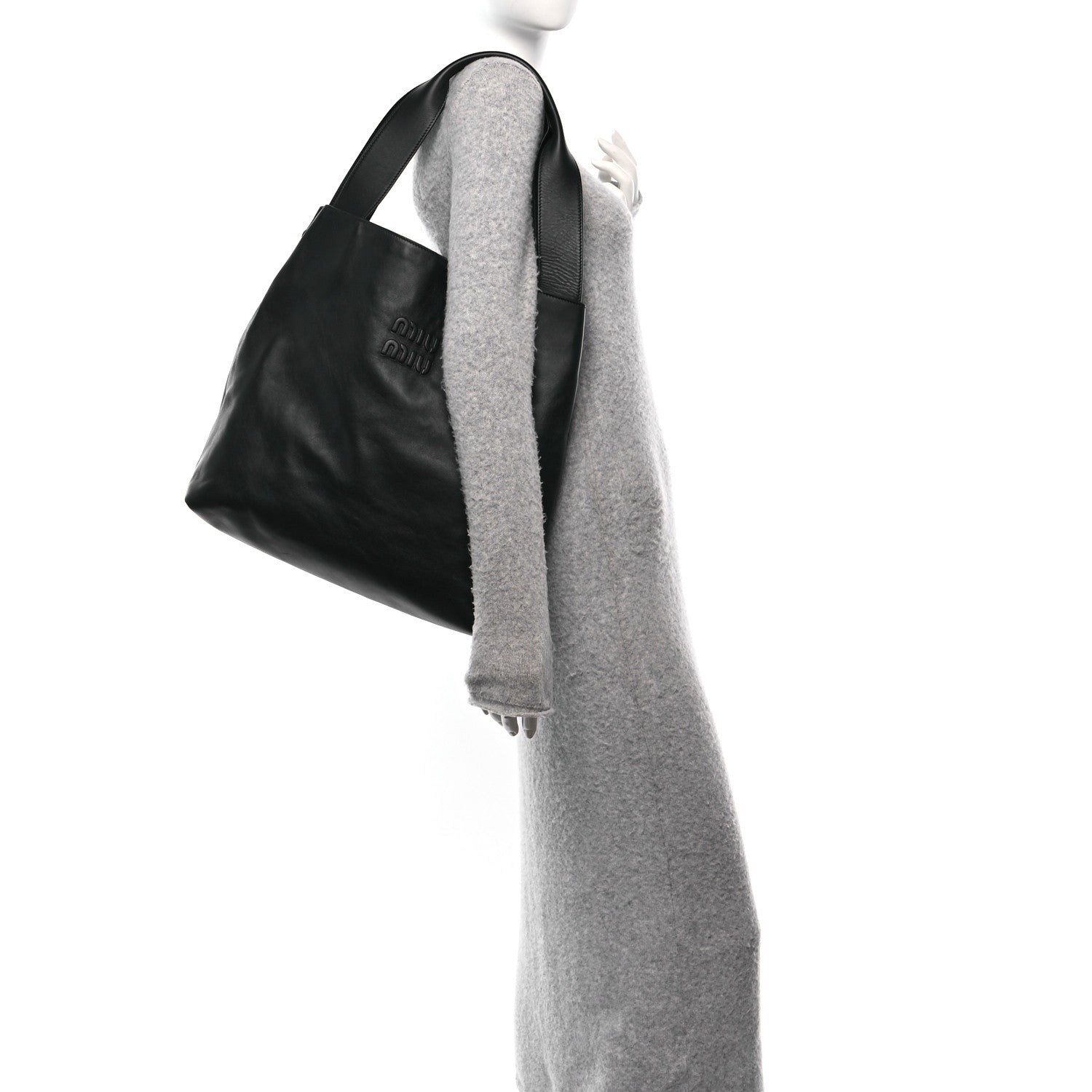 Miu Miu Soft Calf Hobo Bag Black 2 of 11