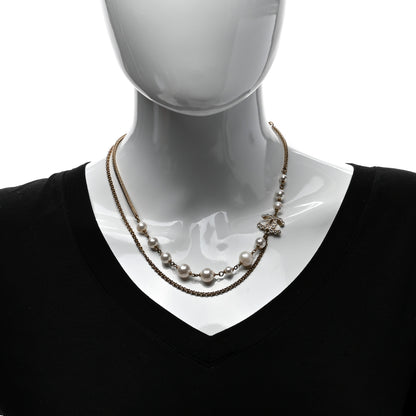 Chanel Crystal Pearl CC Necklace Gold 2 of 4