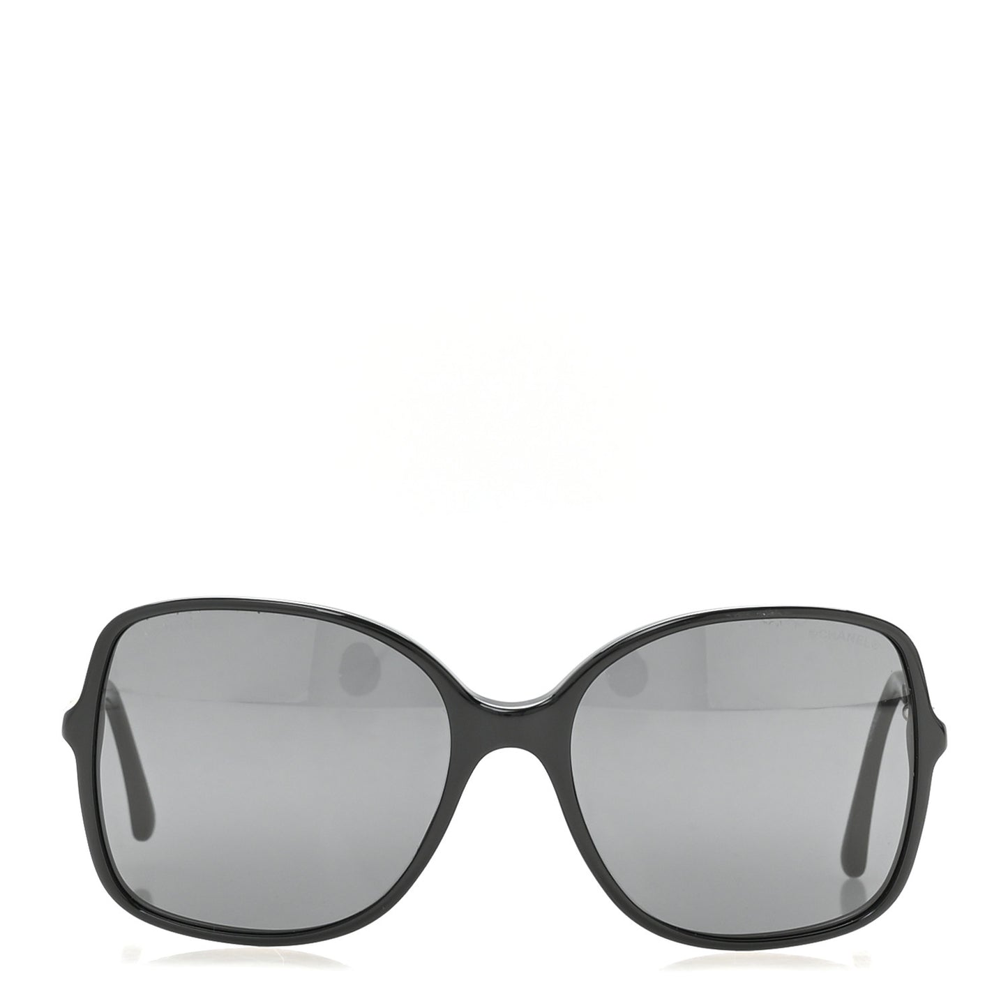 Acetate Metal Calfskin Square Chain Sunglasses 5210-Q Black Gray
