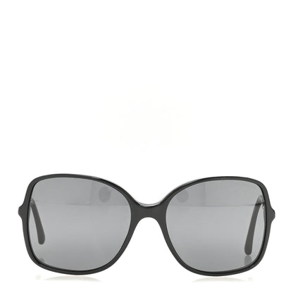 Chanel Acetate Metal Calfskin Square Chain Sunglasses 5210-Q Black Gray 2 of 8
