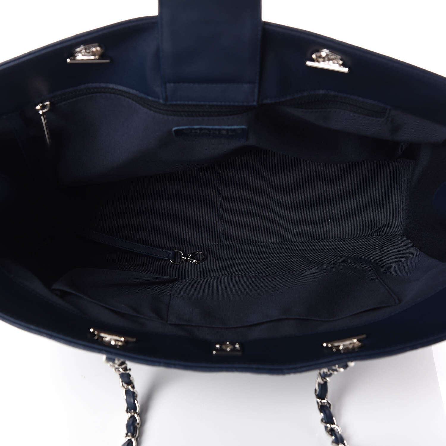 Chanel Lambskin Quilted Large Classic Shopping Tote Navy 7 of 9
