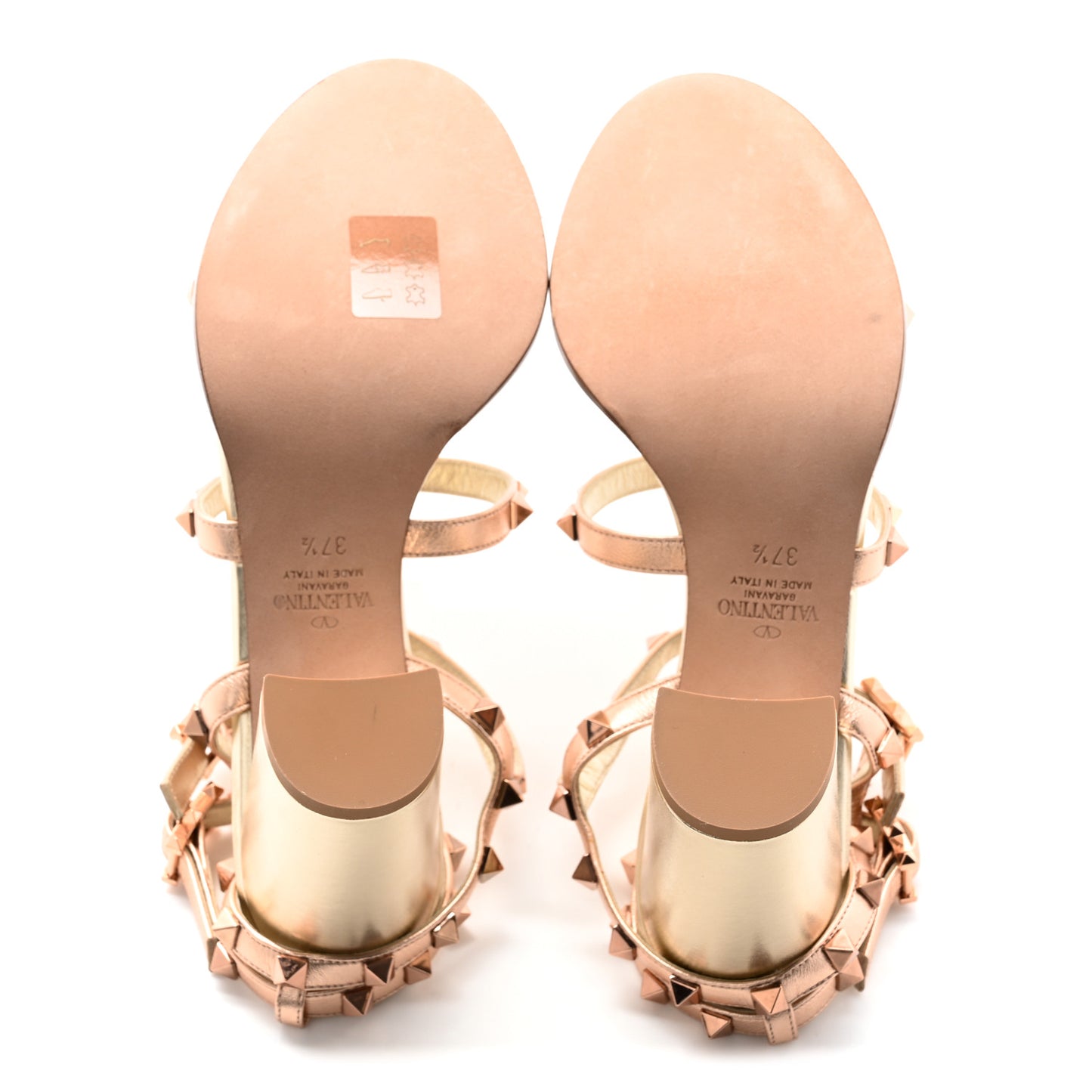 Metallic Nappa Rockstud 90mm Caged Sandals 38 Rame Platino