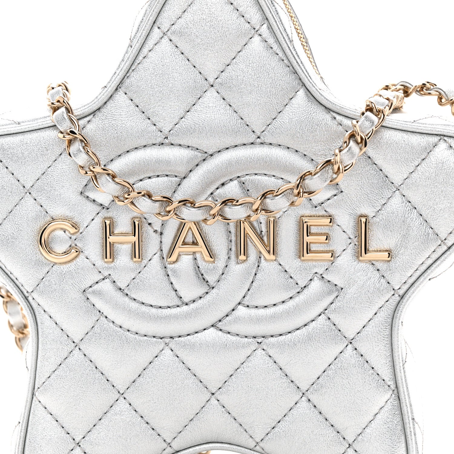 Chanel Metallic Lambskin Quilted Walk Of Fame Star Bag Silver 8 of 10