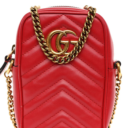 Gucci Calfskin Matelasse Mini GG Marmont Crossbody Bag Hibiscus Red 7 of 10