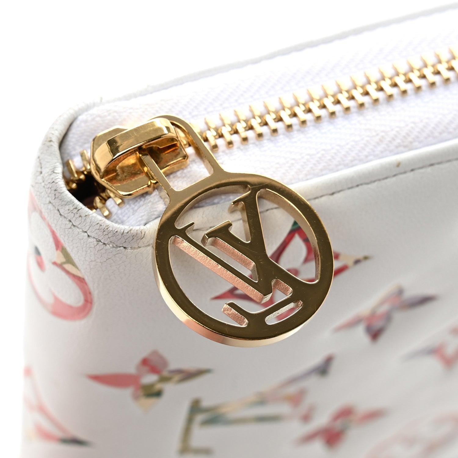 Louis Vuitton Lambskin Embossed Monogram LV Garden Coussin Zippy Wallet Cream 7 of 9