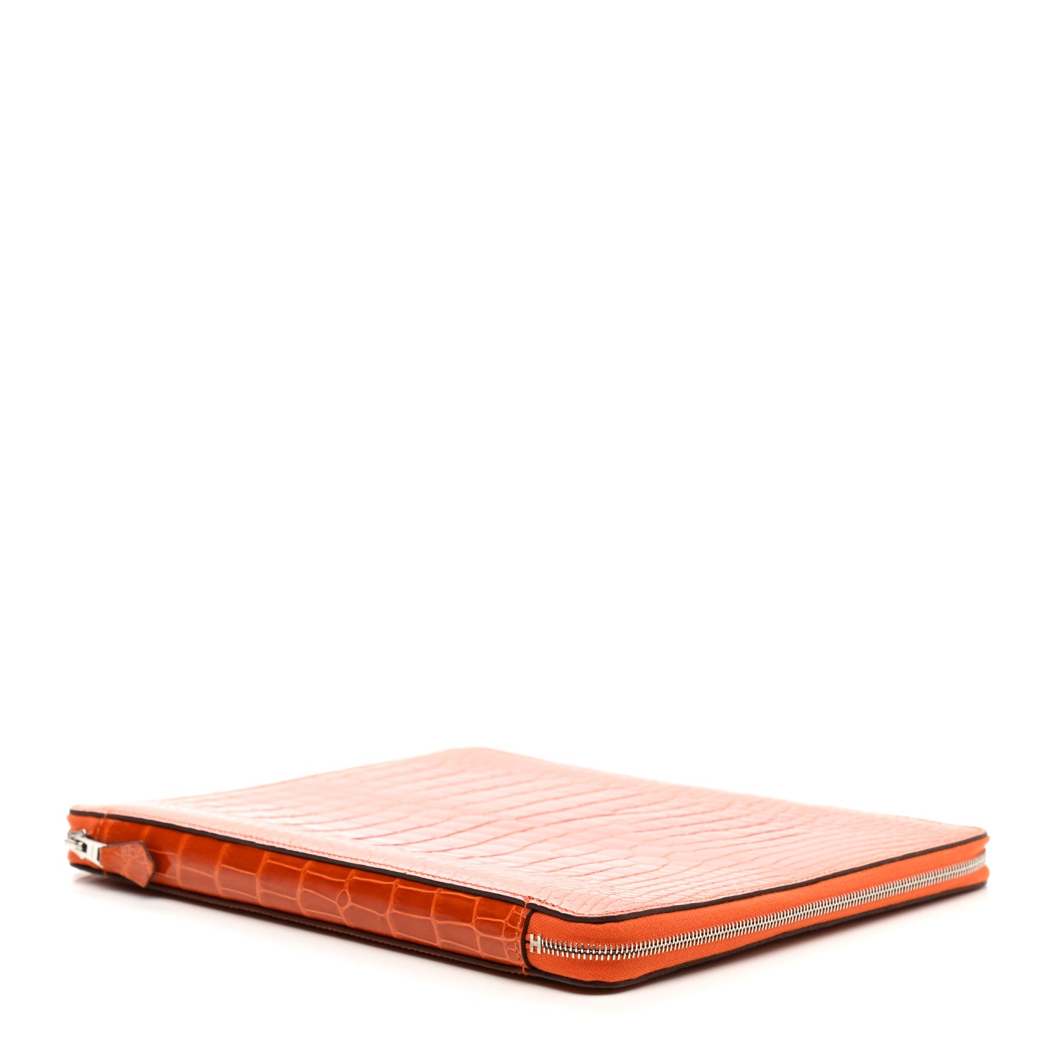 Hermes Shiny Alligator Globe Trotter Zip Agenda GM Orange 4 of 8