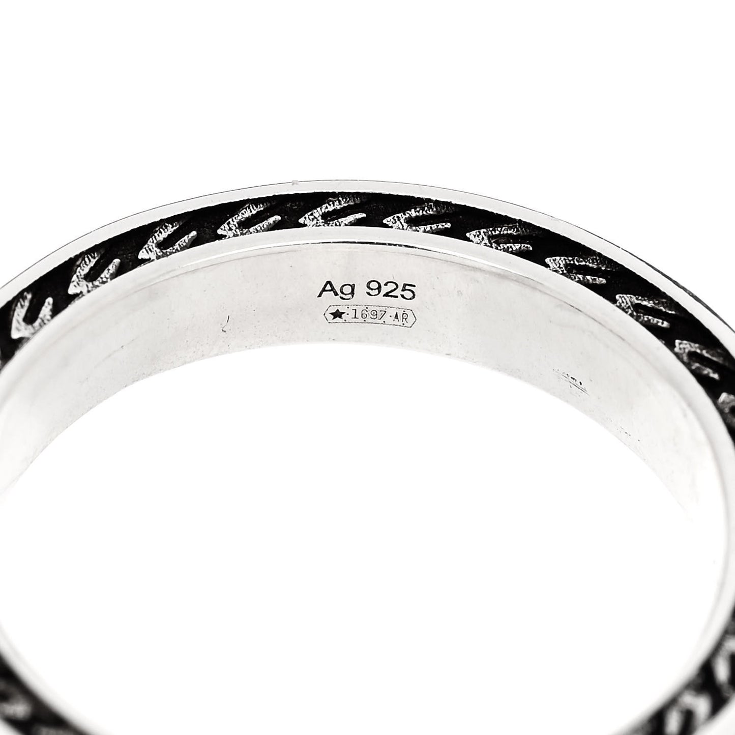 Sterling Silver Enamel Interlocking G Band Ring 50 5.25