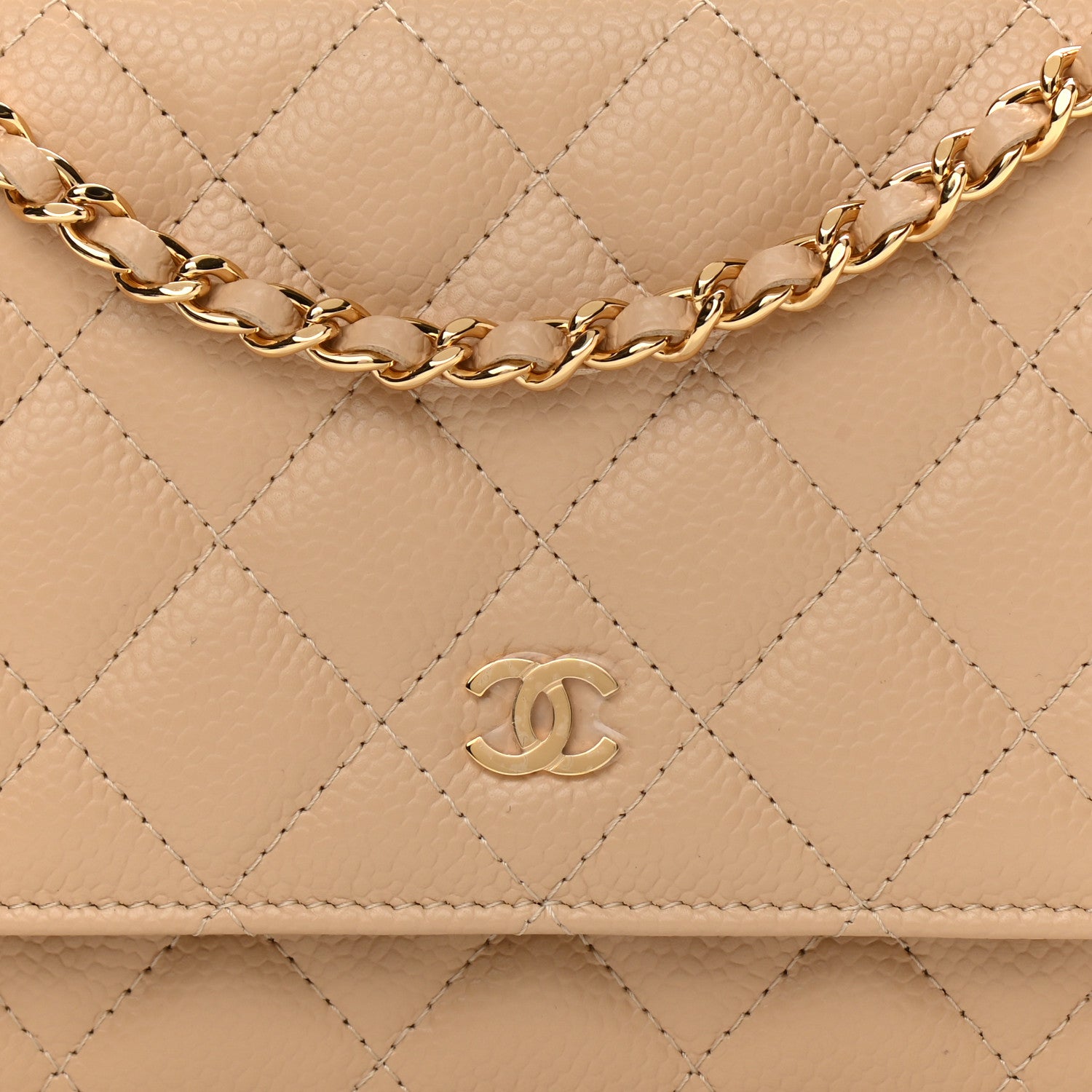 Chanel Caviar Quilted Wallet On Chain WOC Beige 9 of 12