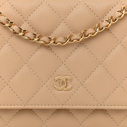 Chanel Caviar Quilted Wallet On Chain WOC Beige 9 of 12