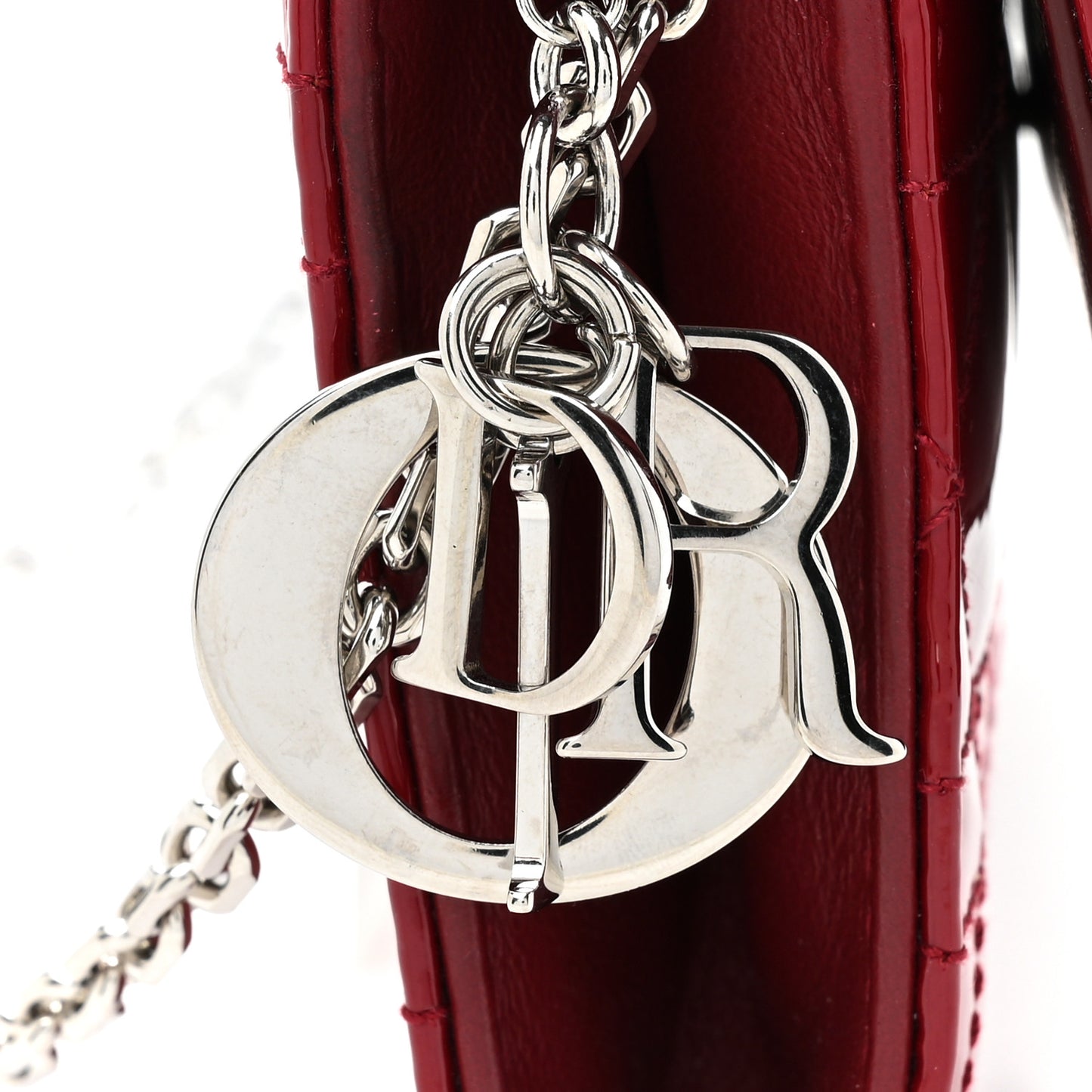 Patent Cannage Lady Dior Rendezvous Wallet On Chain Red
