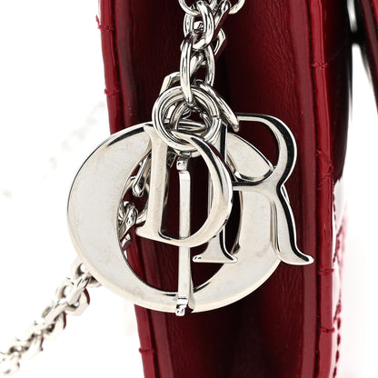 Christian Dior Patent Cannage Lady Dior Rendezvous Wallet On Chain Red 14 of 14