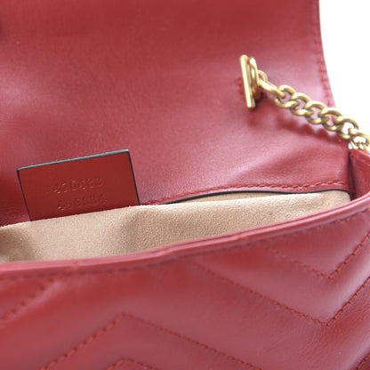 Gucci Calfskin Matelasse Super Mini GG Marmont Shoulder Bag Hibiscus Red 9 of 11