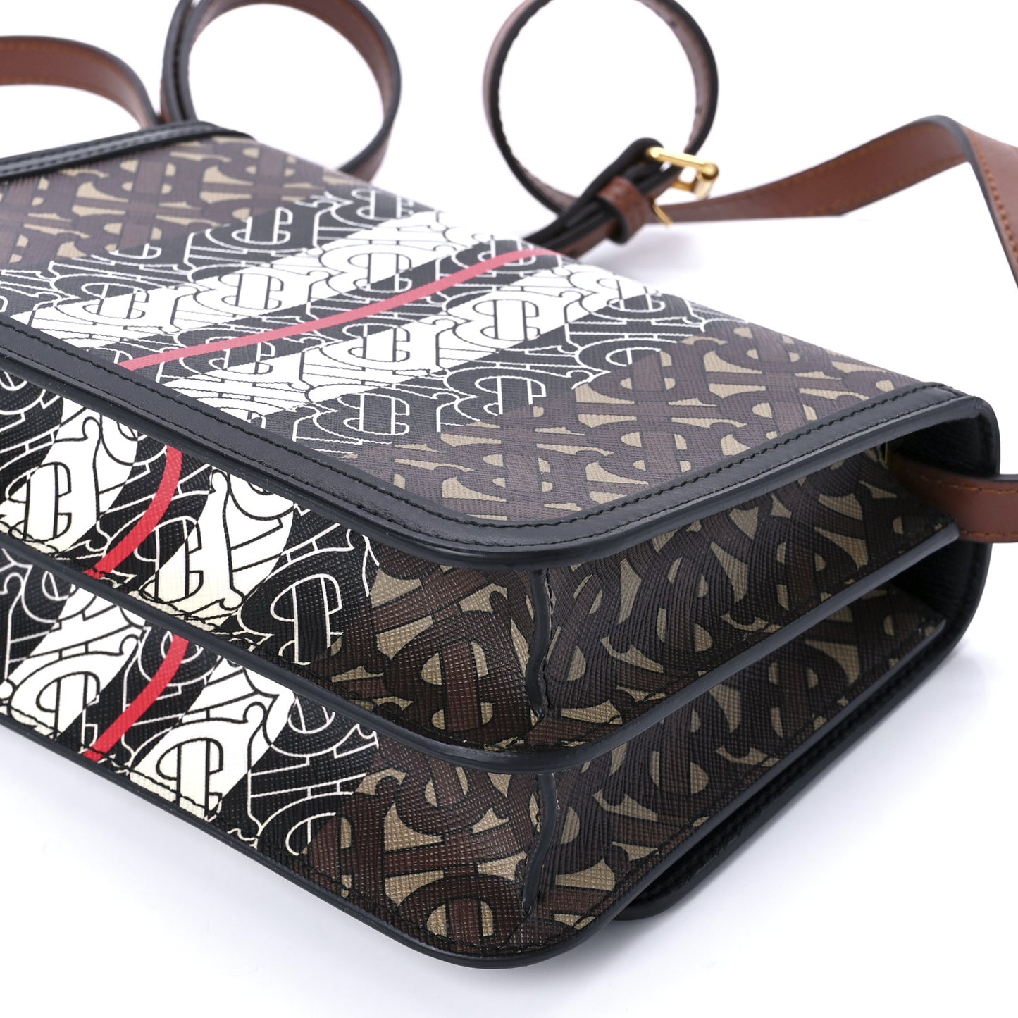 E-Canvas Monogram Stripe Small TB Bag Bridle Brown