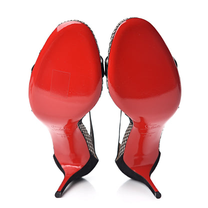 Christian Louboutin Veau Velours Patent Isibee Elastagram 85 Sandals 39.5 Version Black 5 of 9