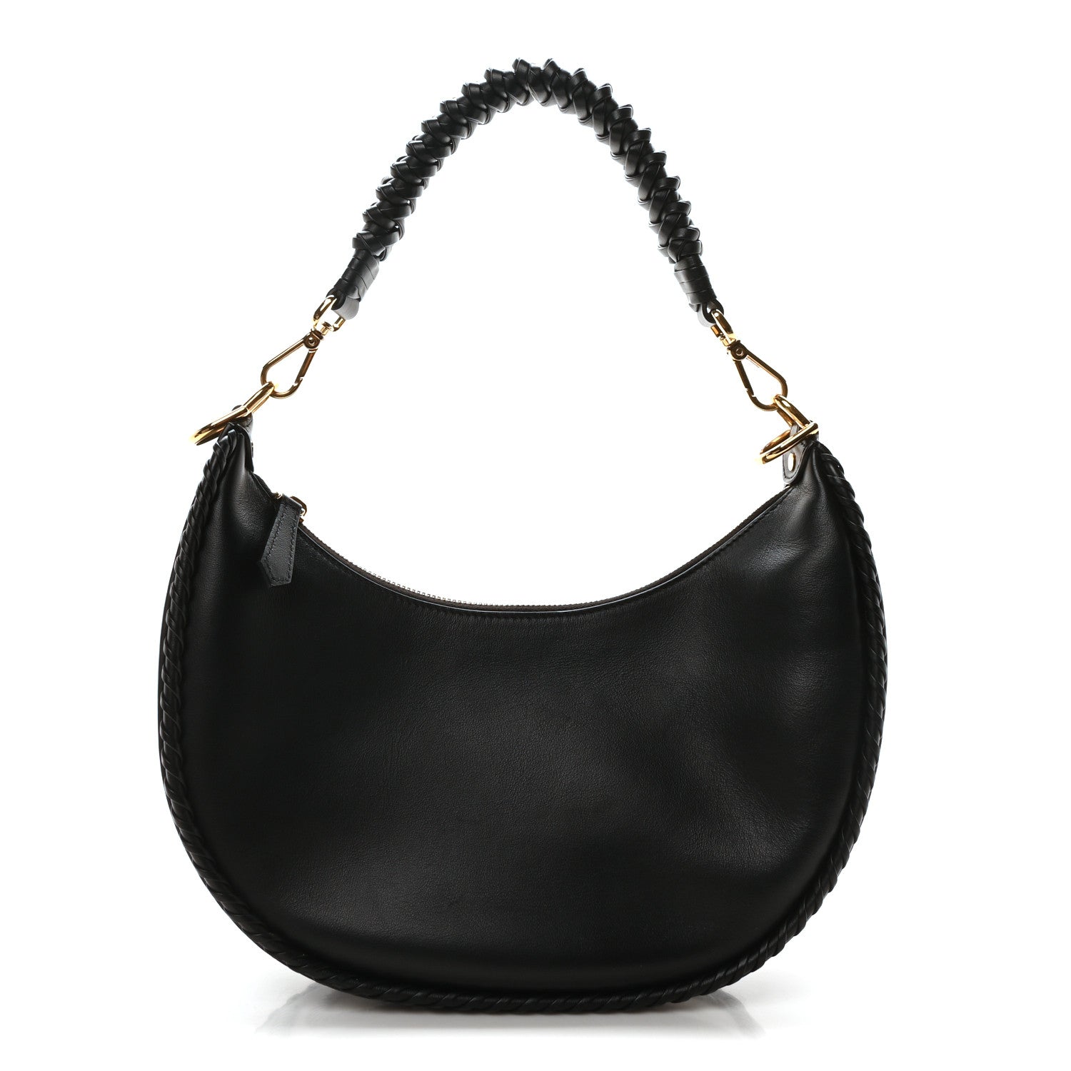 Fendi Vitello Grace Matte Whipstitch Small Fendigraphy Hobo Bag Black 1 of 10