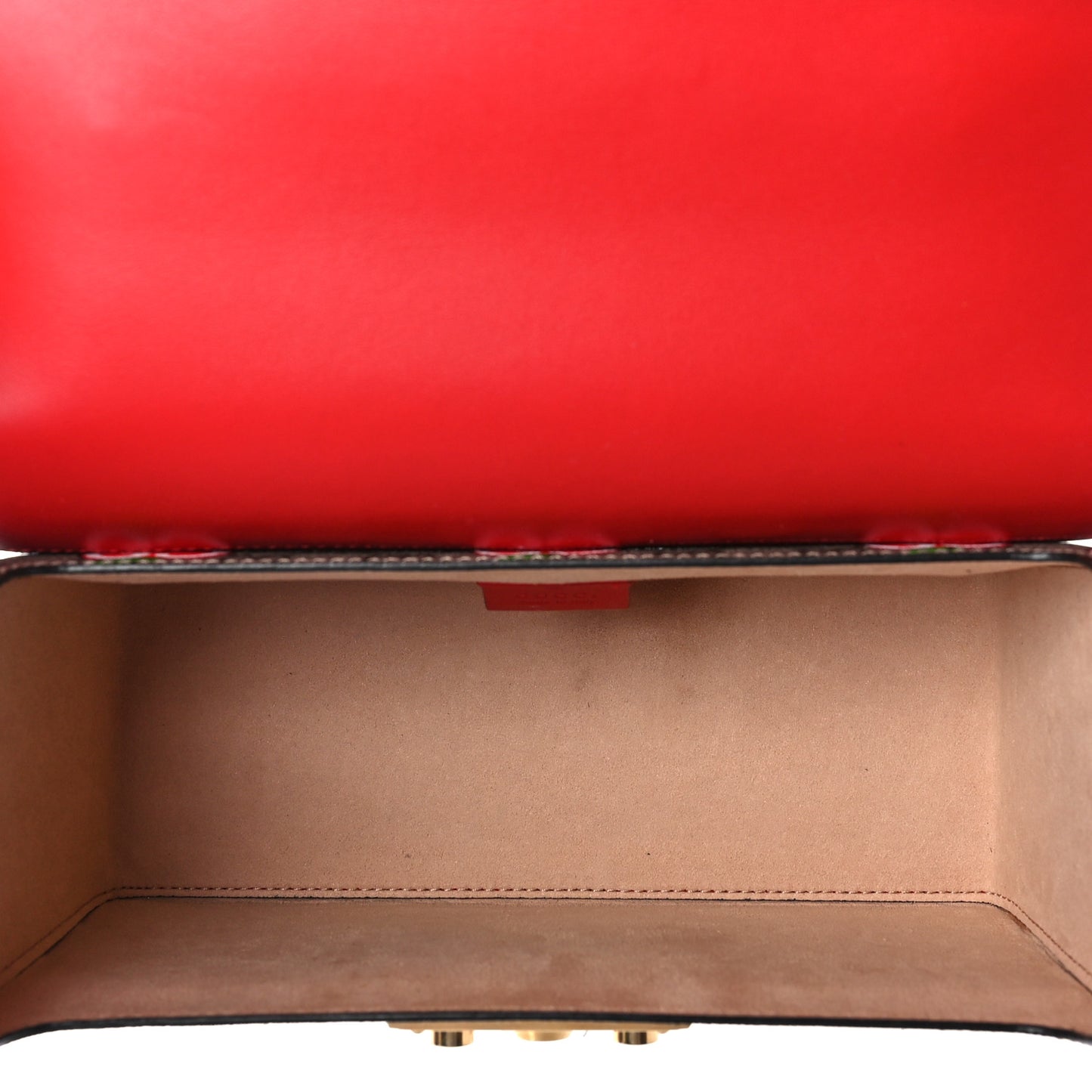 GG Supreme Monogram Apple Small Padlock Bamboo Shoulder Bag Beige Multicolor Lobster Red
