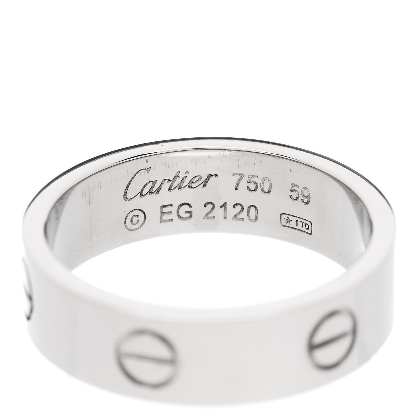 18K White Gold 6mm LOVE Ring 59 8.75