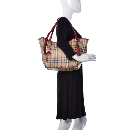 Burberry Haymarket Check Small Canterbury Tote Military Red 2 of 9