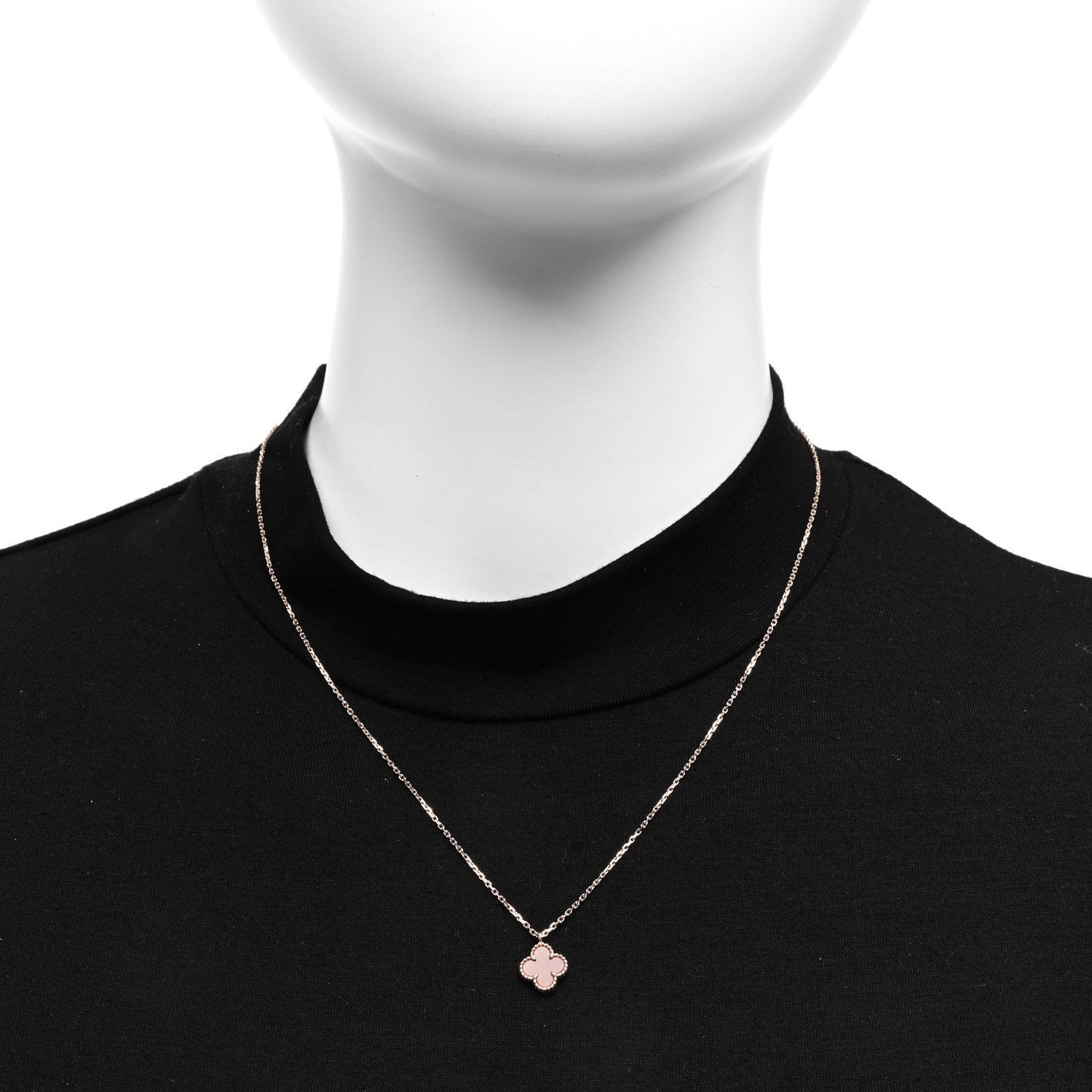Van Cleef & Arpels 18K Rose Gold Carnelian Sweet Alhambra Pendant Necklace 2 of 5
