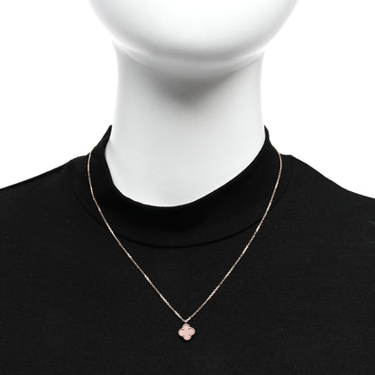 Van Cleef & Arpels 18K Rose Gold Carnelian Sweet Alhambra Pendant Necklace 2 of 5