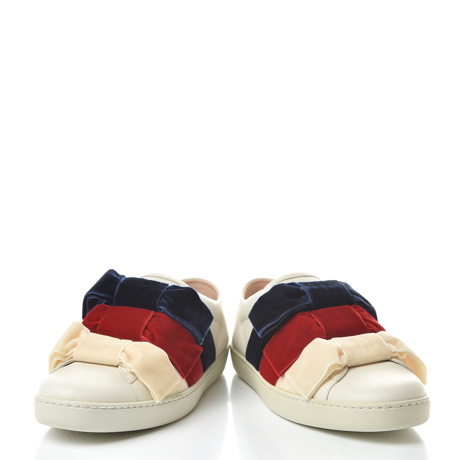 Gucci Calfskin Womens Velvet Bow Ace Sneakers 37.5 White 6 of 11