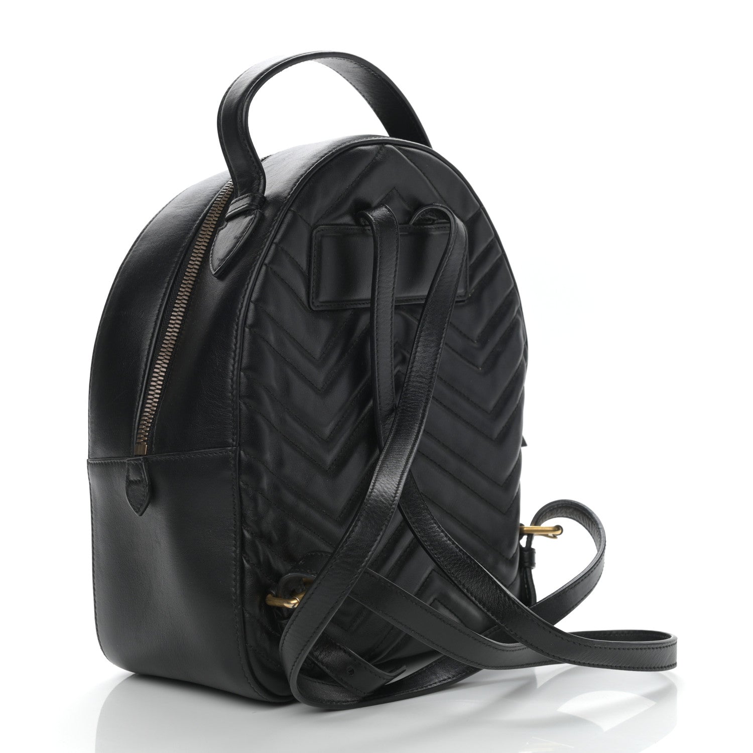 Gucci Calfskin Matelasse Animal Studs GG Marmont Dome Backpack Black 2 of 8