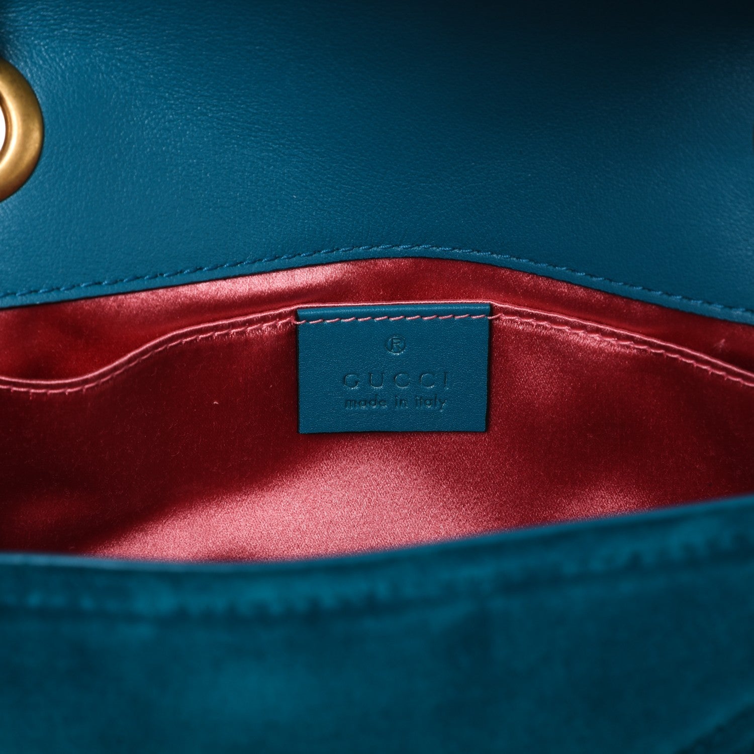 Gucci Velvet Matelasse Mini GG Marmont Shoulder Bag Pavone Cyan 6 of 7