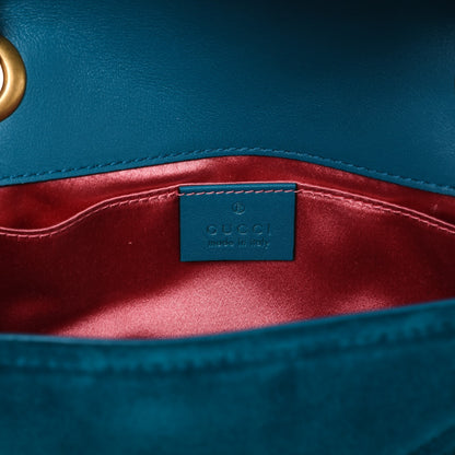 Gucci Velvet Matelasse Mini GG Marmont Shoulder Bag Pavone Cyan 6 of 7