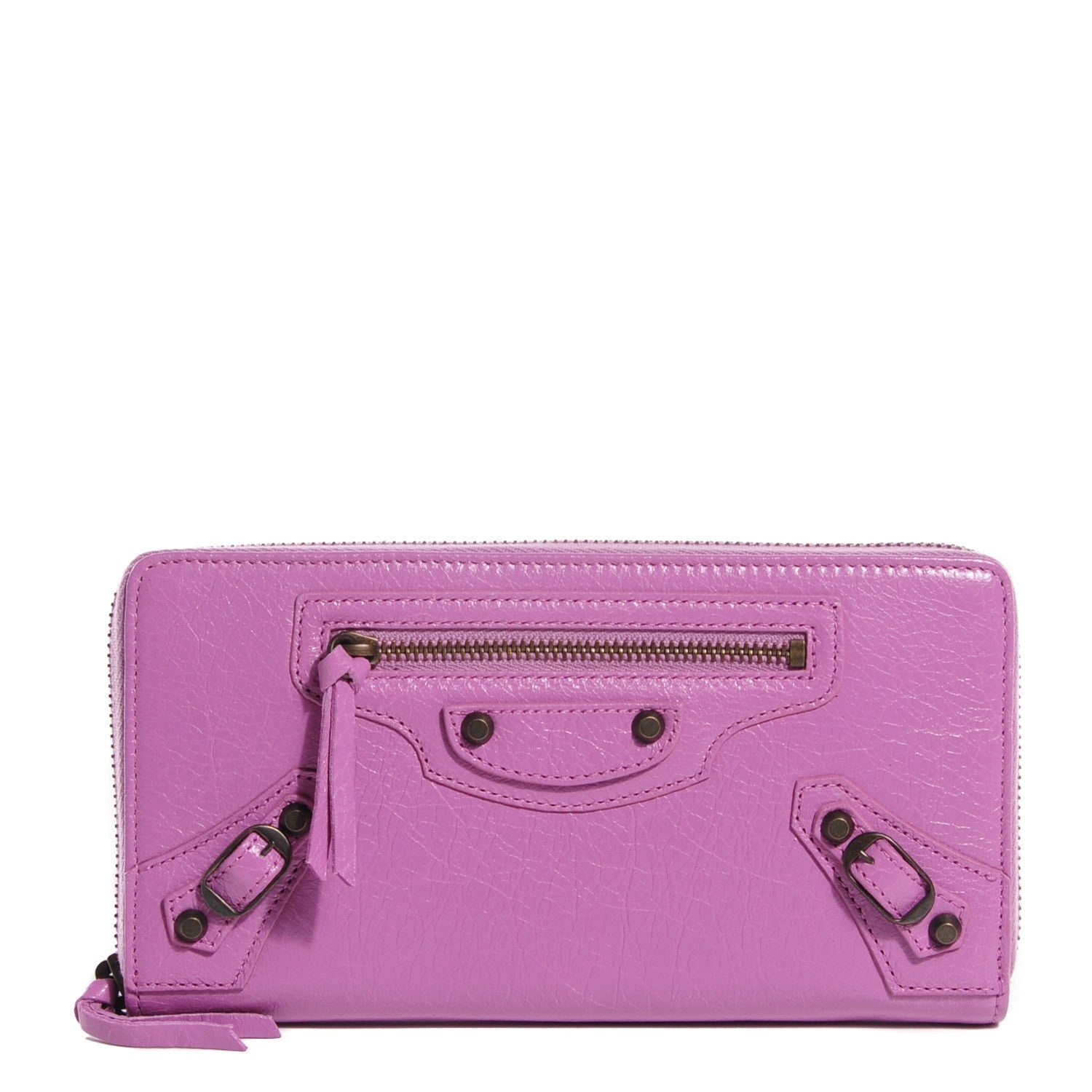 Balenciaga Agneau Classic Hardware Continental Zip Around Wallet Rose Berlingot 1 of 12