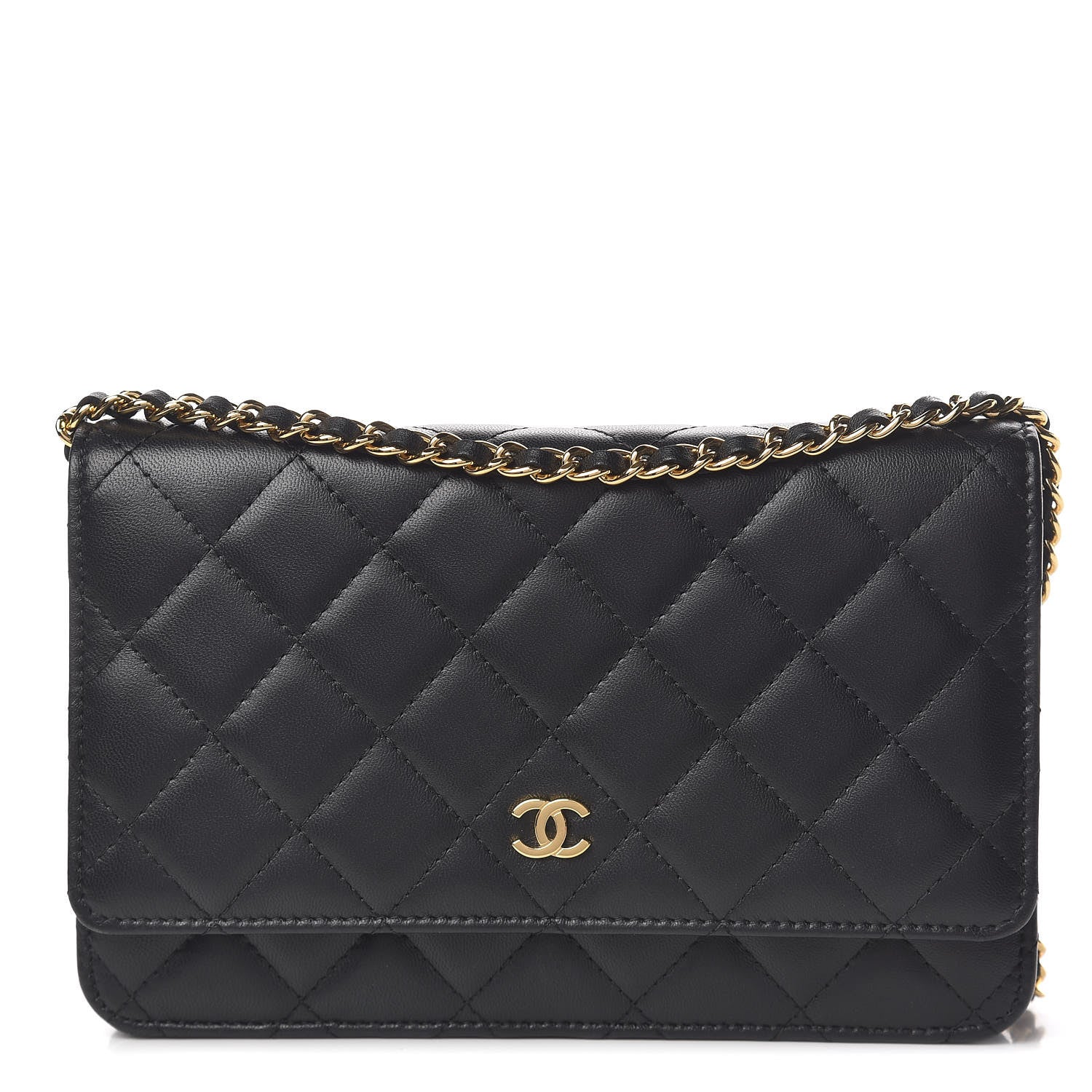 Chanel Lambskin Quilted Wallet On Chain WOC Black 1 of 12