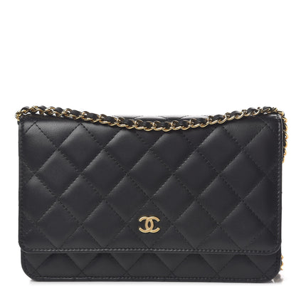 Chanel Lambskin Quilted Wallet On Chain WOC Black 1 of 12