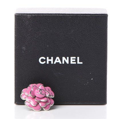 Chanel Enamel CC Camellia Brooch Pin Pink 5 of 5