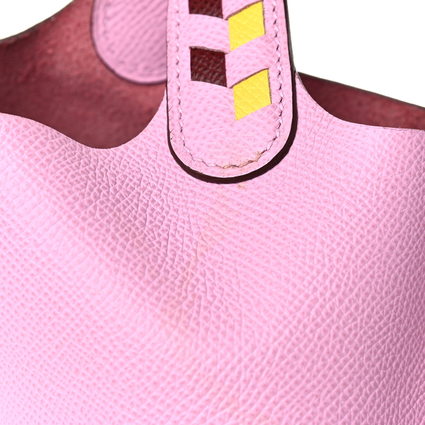 Epsom Tressage De Cuir Picotin Lock 18 PM Mauve Sylvestre Rouge H Jaune De Naples