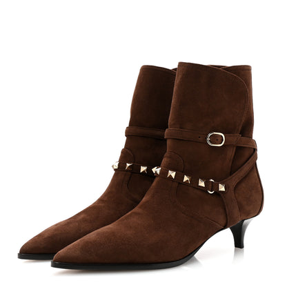 Valentino Garavani Suede Rockstud Flair 85 Ankle Booties 36 Fondant 4 of 9